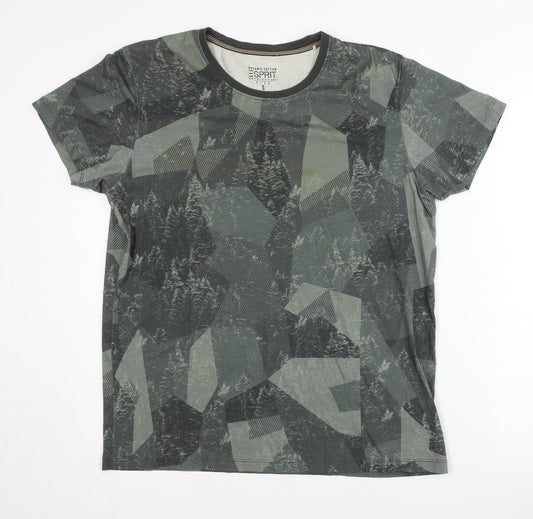 Esprit Men's Green Graphic Print T-Shirt, Size S