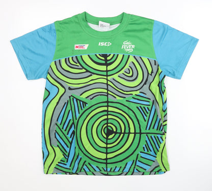 Additional front view of ISC boys’ green blue graphic print t-shirt, size 14