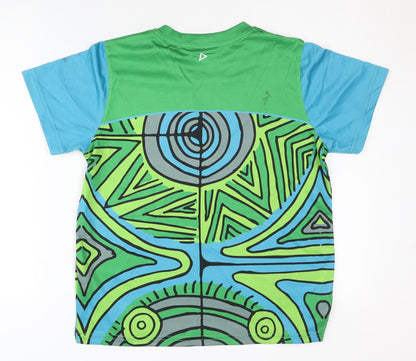 Back view of ISC boys’ green blue graphic print t-shirt, size 14
