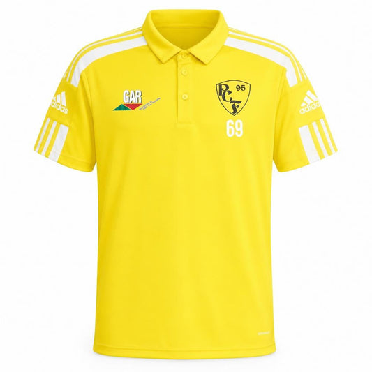Front view of Adidas Men's Yellow Polo Shirt, size L, Sports Jersey
