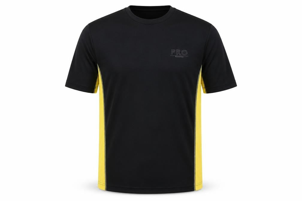 PRO Men's Black Yellow Running T-Shirt