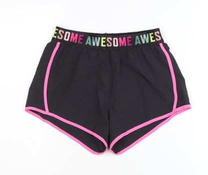 Additional front view of H&M girls’ black athletic shorts 10-12y