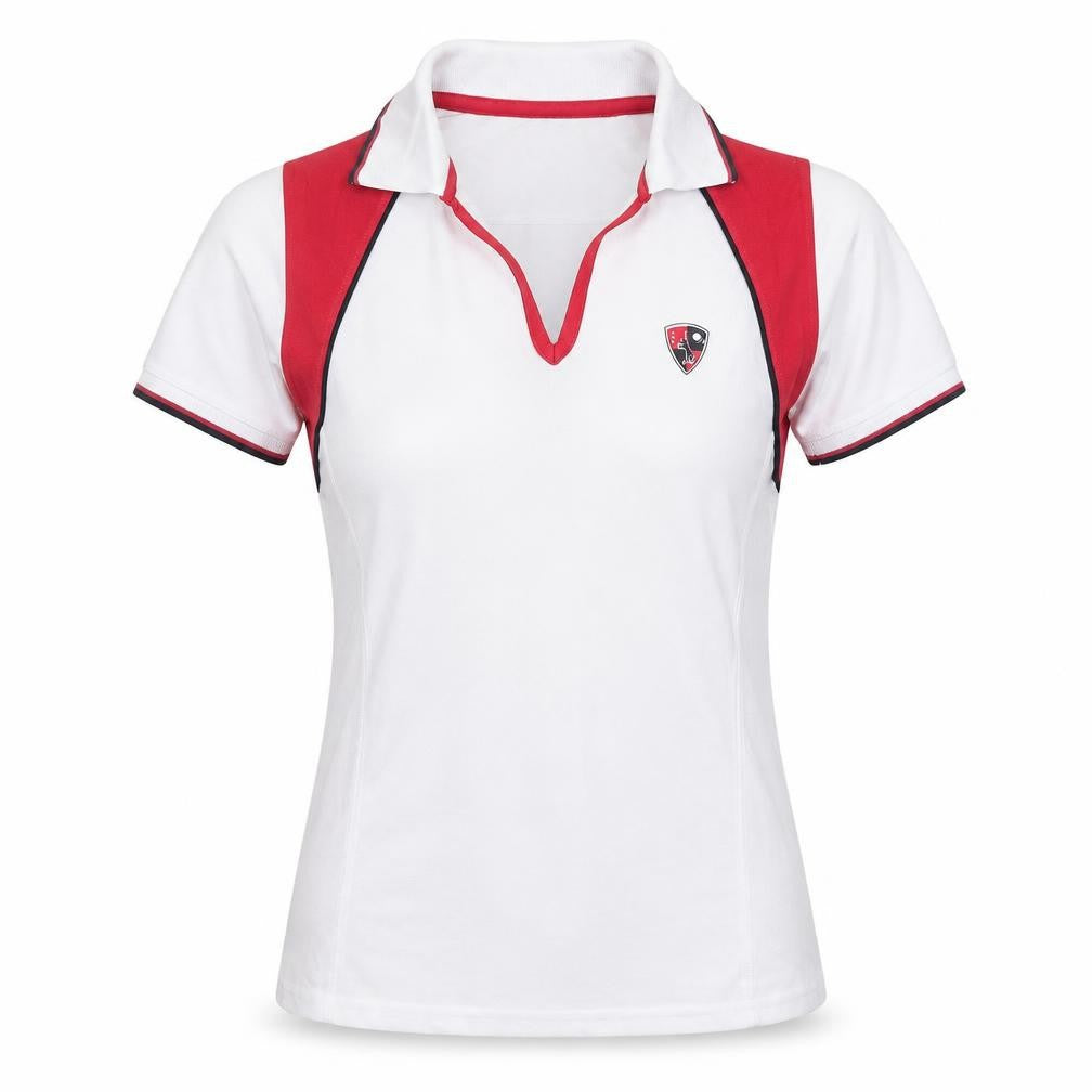 Women's White & Red Polo Shirt Activewear Size 10/12