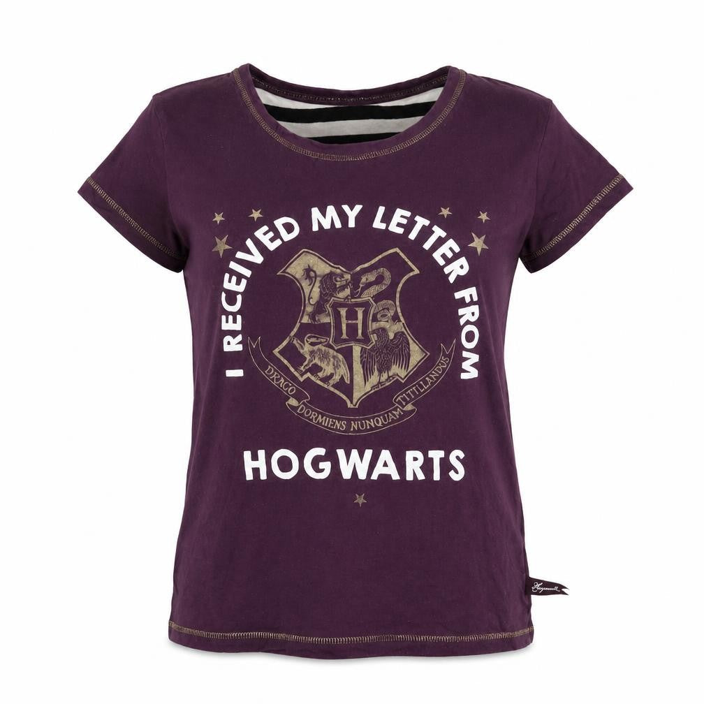 Harry Potter Womens Purple Hogwarts T-Shirt Size S