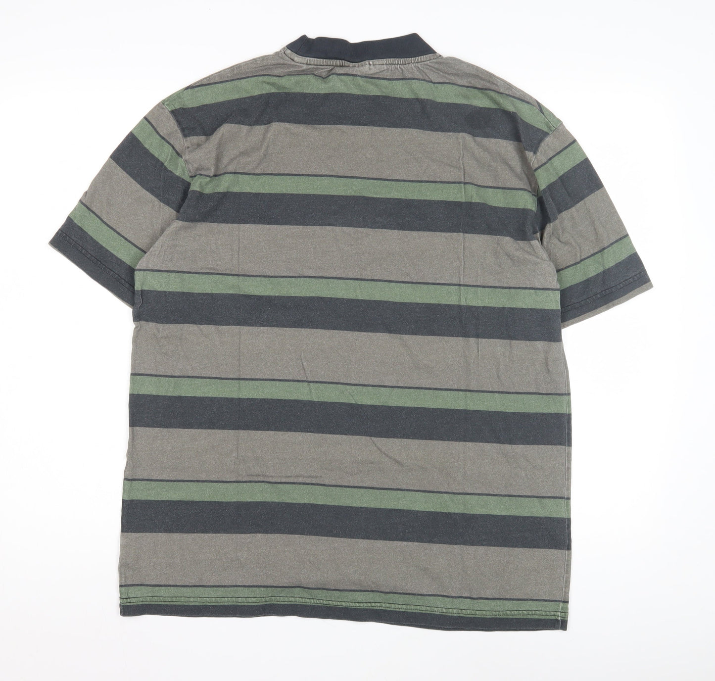 Han Kjobenhavn Men's Striped Grey Green T-Shirt S