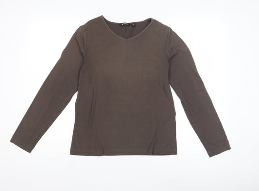 Rohan Women's Brown V-Neck Long Sleeve T-Shirt S
