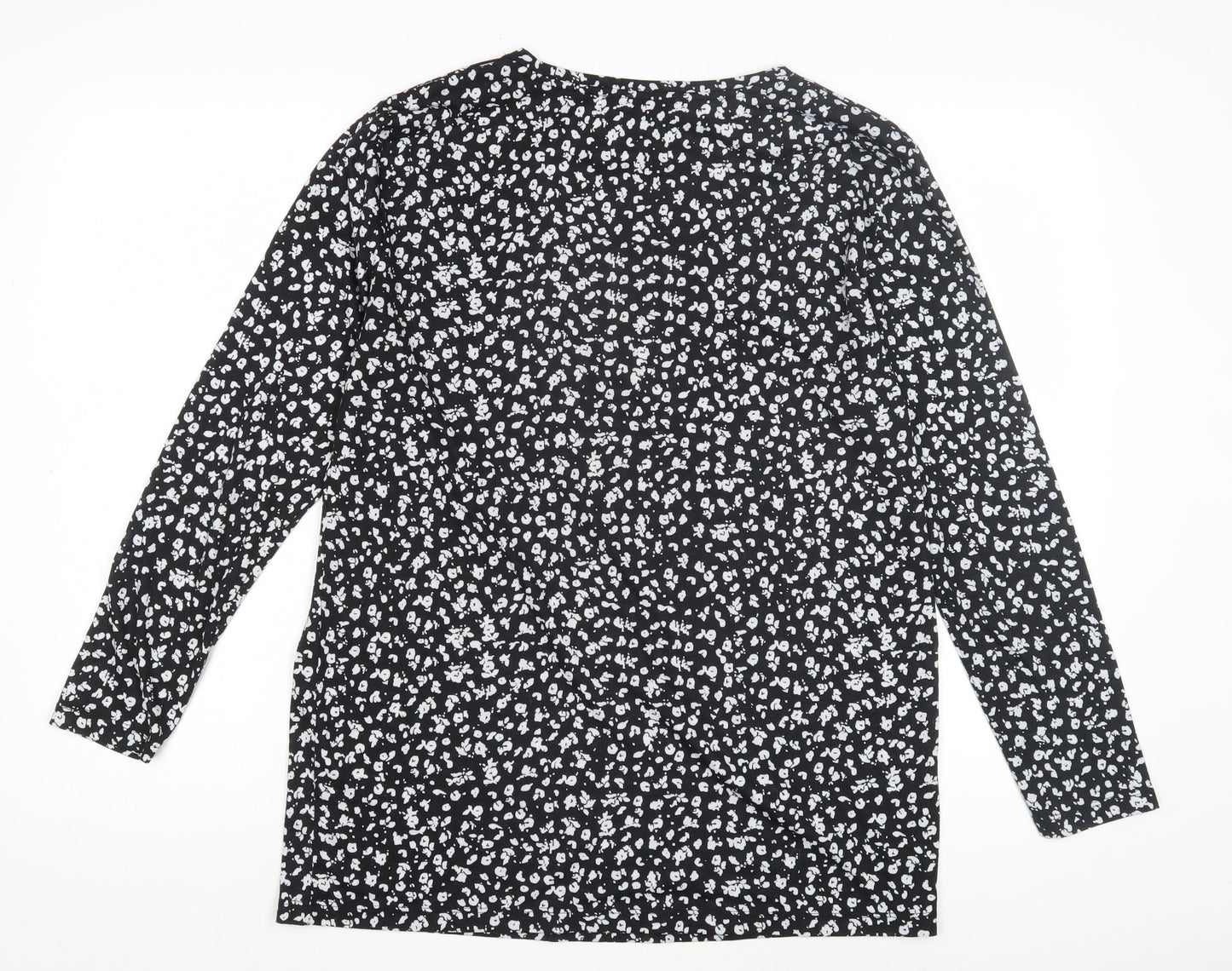 Marks and Spencer Women's Black Floral T-Shirt Size 12