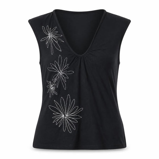 Marks & Spencer Women's Black Embroidered Tank - Size 12