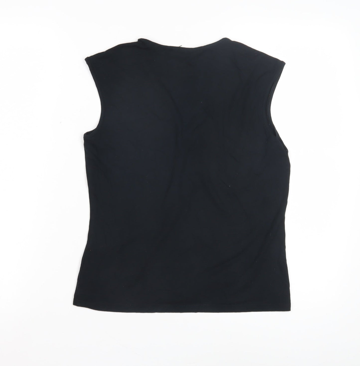 Marks & Spencer Women's Black Embroidered Tank - Size 12