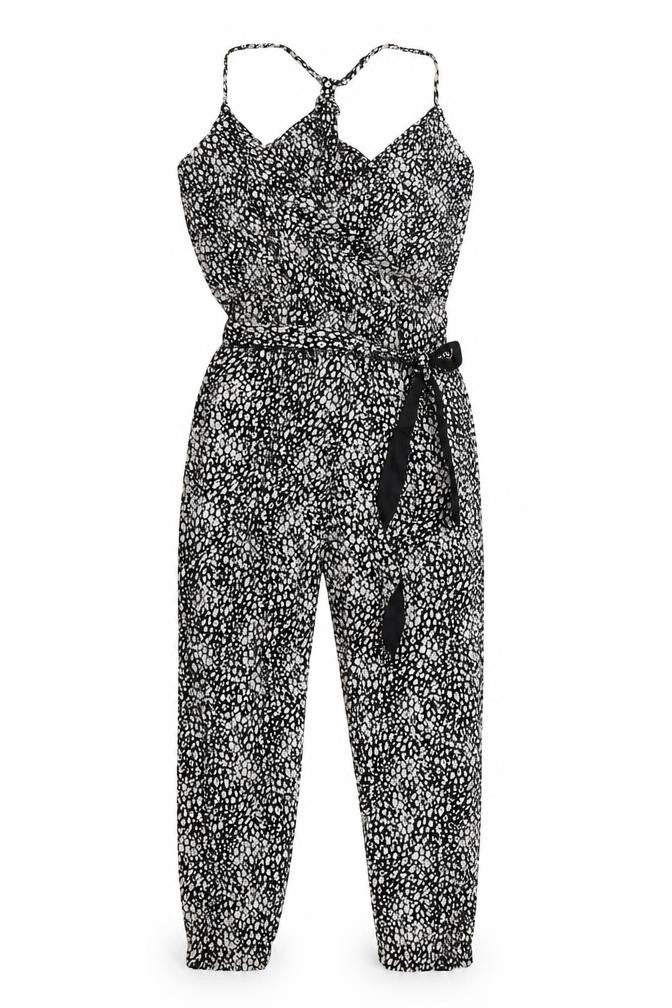 Accessorize Black Women's Sleeveless Jumpsuit, Animal Print