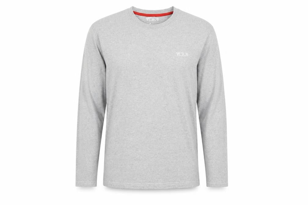 Tumi Men's Grey Long Sleeve Crew Neck T-Shirt Size L