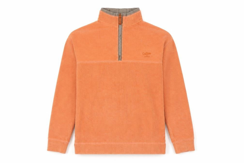 Cotton Traders Men's Orange Corduroy Pullover, Size S