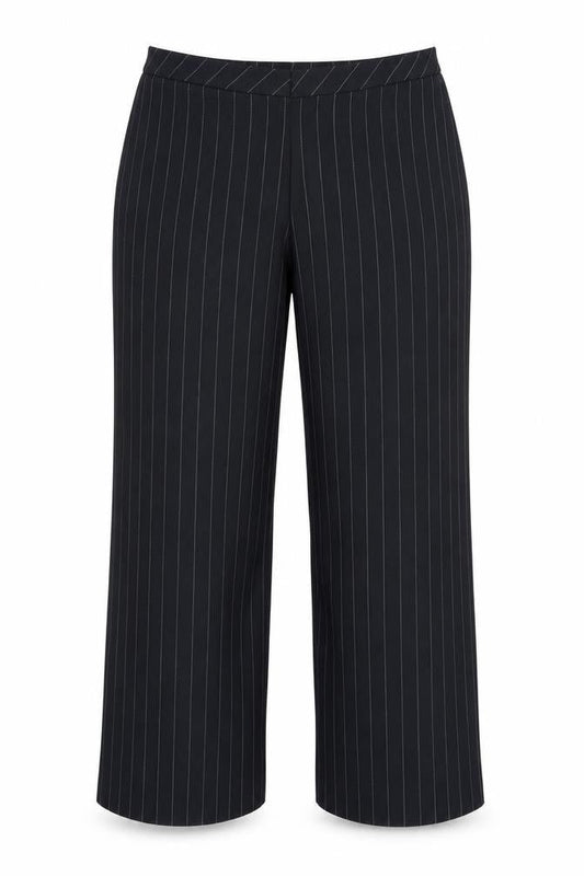 Front view of Jaeger Women's Black Striped Trousers, size 12