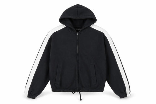 Front view of French Connection Women's Full Zip Black Hoodie, size S