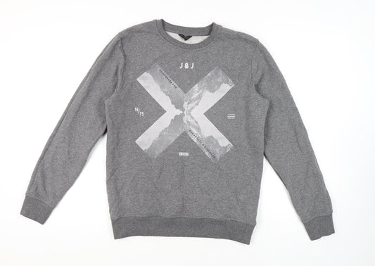 Jack & Jones Men's Grey Graphic Sweatshirt Medium