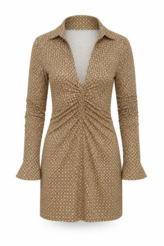 ASOS DESIGN Women's Brown Geometric Dress, Size 8
