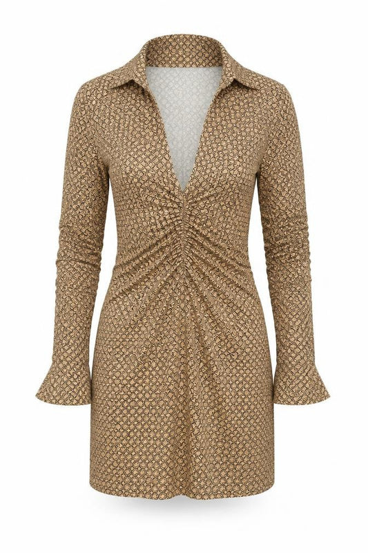 ASOS DESIGN Women's Brown Geometric Dress, Size 8