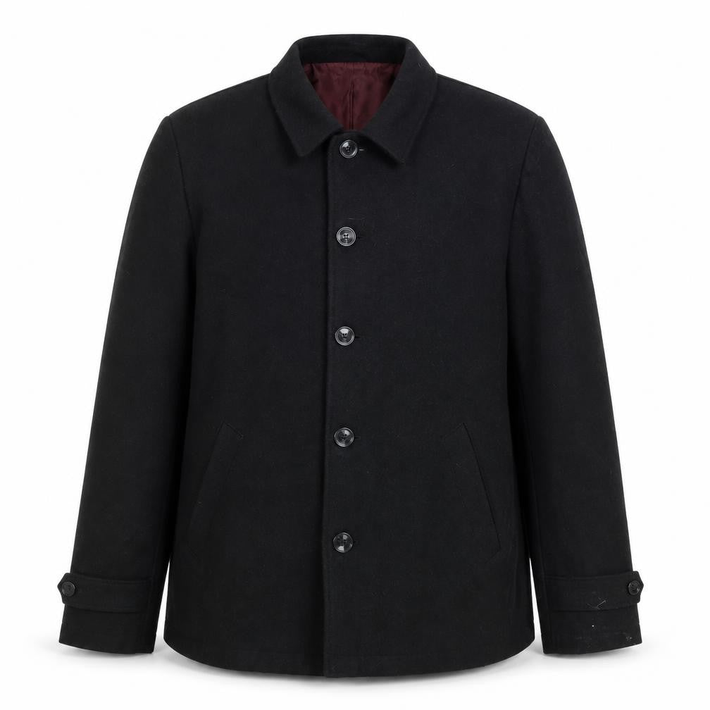 Onfire Men's Black Wool Coat XL Mid-Length