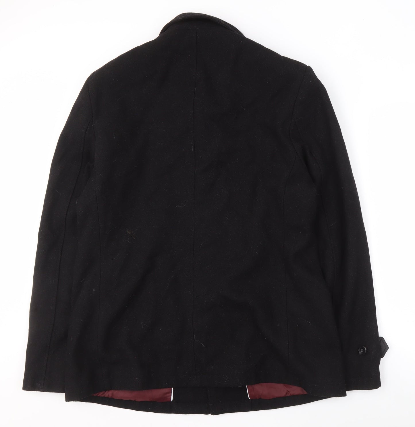 Onfire Men's Black Wool Coat XL Mid-Length
