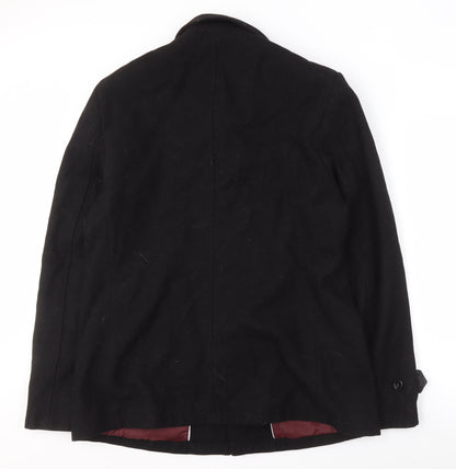 Onfire Men's Black Wool Coat XL Mid-Length