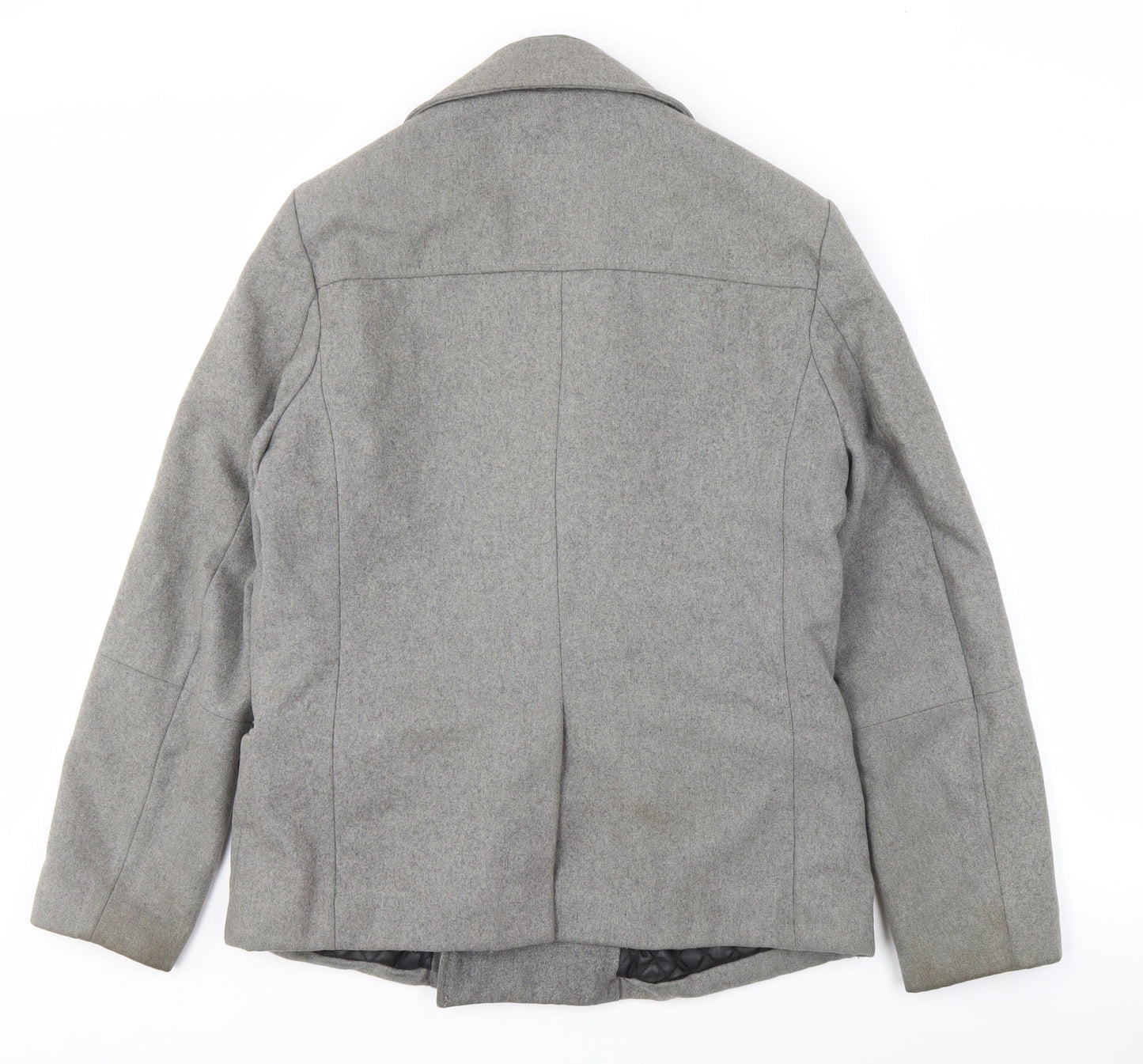 H&M Men's Grey Wool Blend Pea Coat 38in