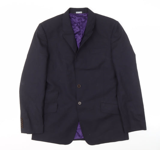 Men's Blue Wool Single-Breasted Blazer - Size 40