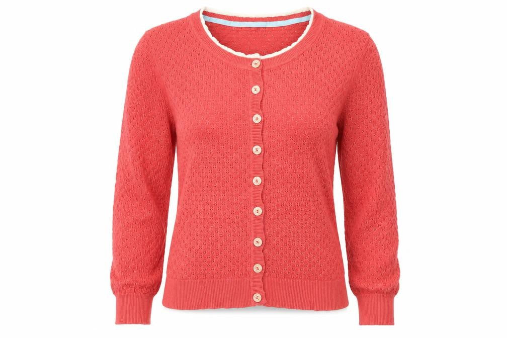 Ness Women's Red Cardigan, Size S, Open-Knit Style