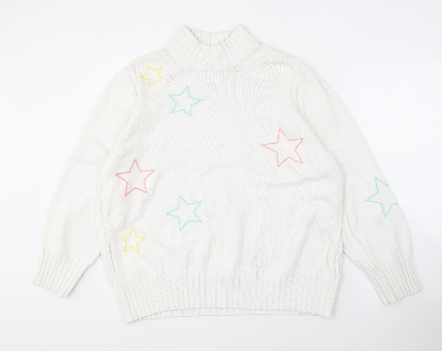 Next Women's White High Neck Star Pullover Jumper XL