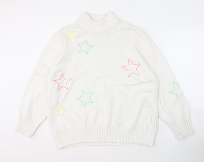 Next Women's White High Neck Star Pullover Jumper XL