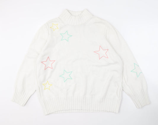 Next Women's White High Neck Star Pullover Jumper XL