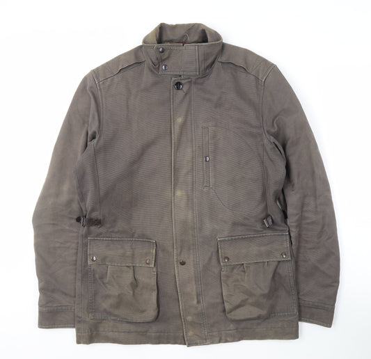 Reiss Men's Grey Cotton Jacket M Casual Mid-Length