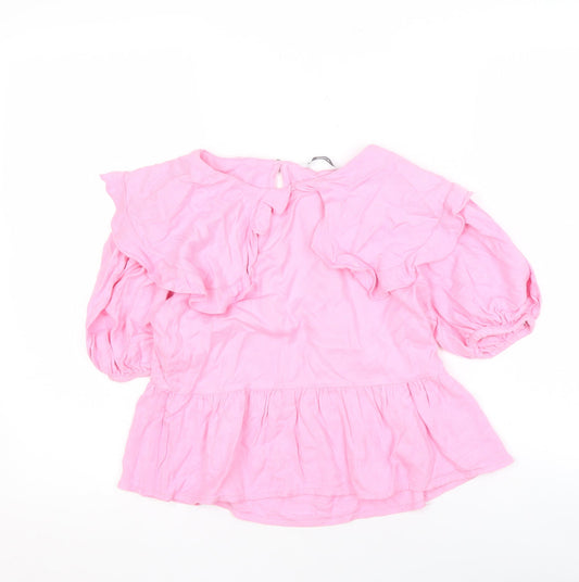 ONLY Women's Pink Blouse - Puff Sleeves, Size 6