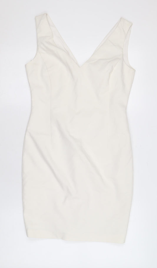 Zara Basic Ivory Sheath Dress Women Size 12