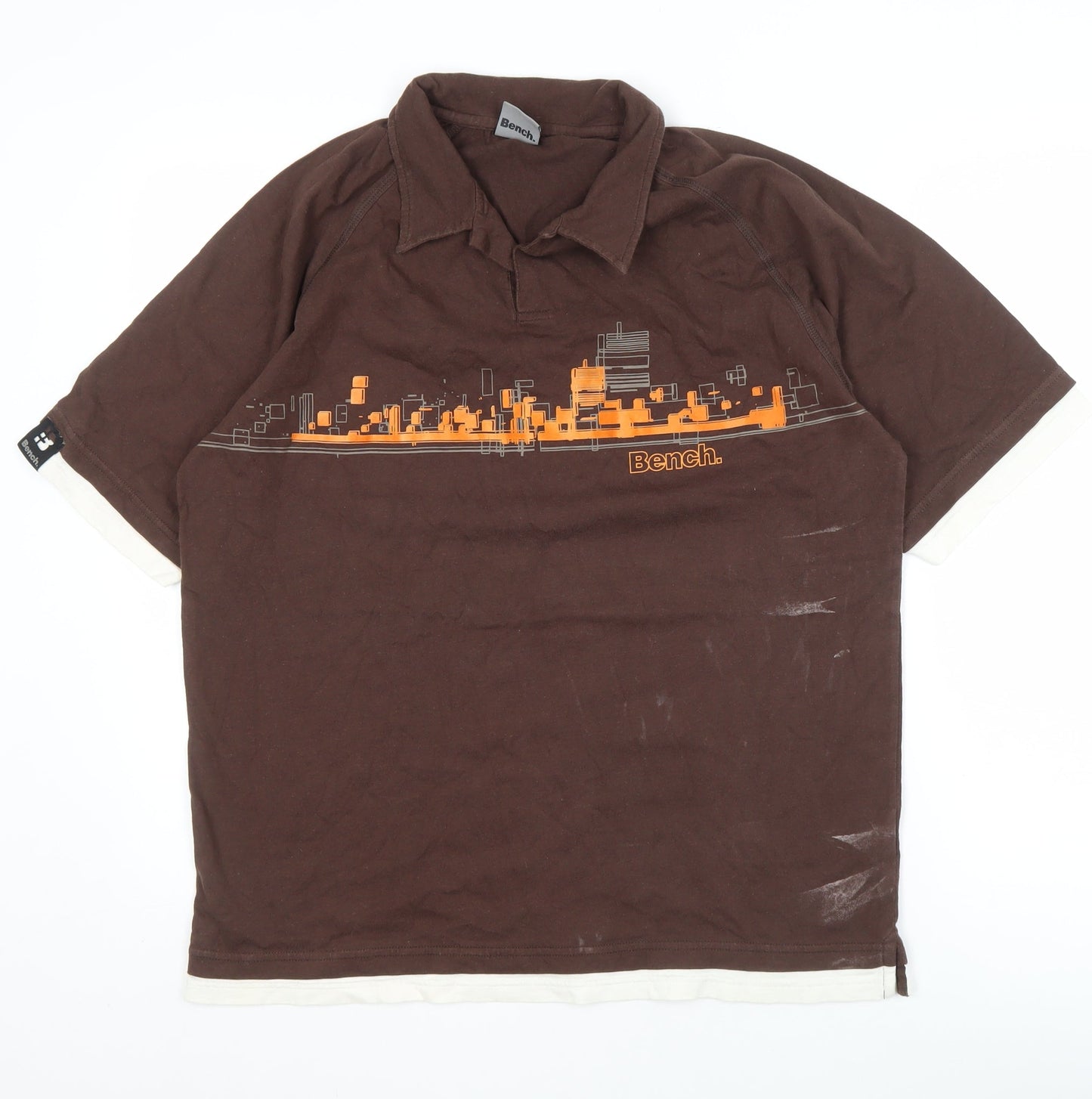 Bench Men's XL Brown Graphic Print Polo Shirt