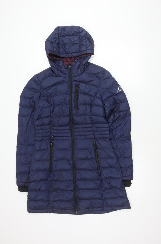 HFX Women's Blue Puffer Jacket S Hooded Zipped Pockets