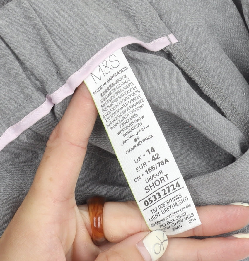 Marks & Spencer Grey Women's Trousers, Size 14, No Pattern