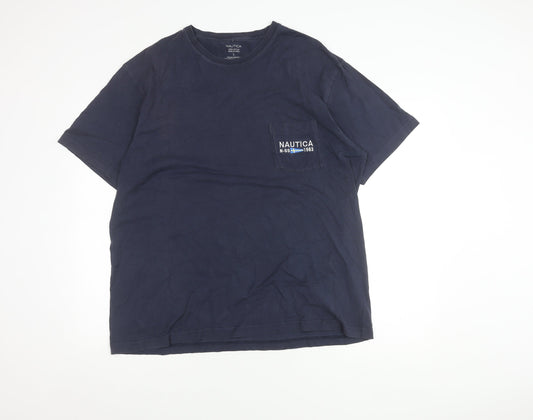 Nautica Men's Blue Cotton Crew Neck T-Shirt L