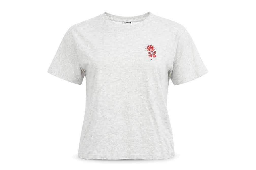 Monki Women's Grey Embroidered T-Shirt S Casual