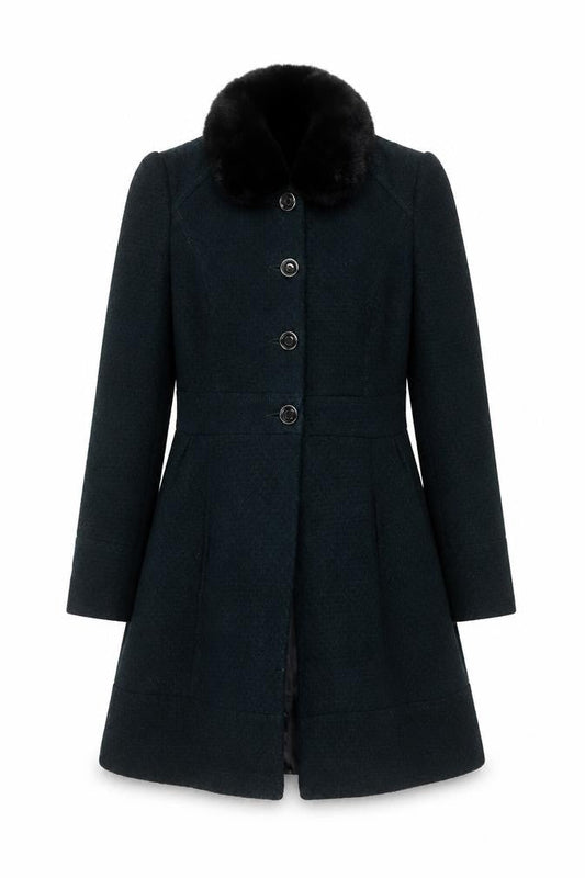 Dorothy Perkins Women's Black Coat Size 12 with Fur Trim