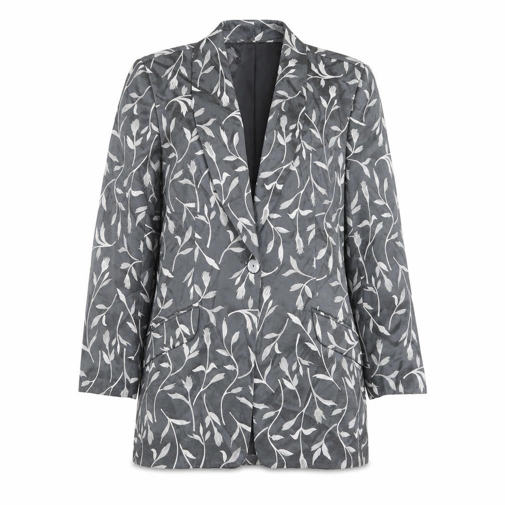AFFINITY Women's Grey Floral Blazer - Size 14