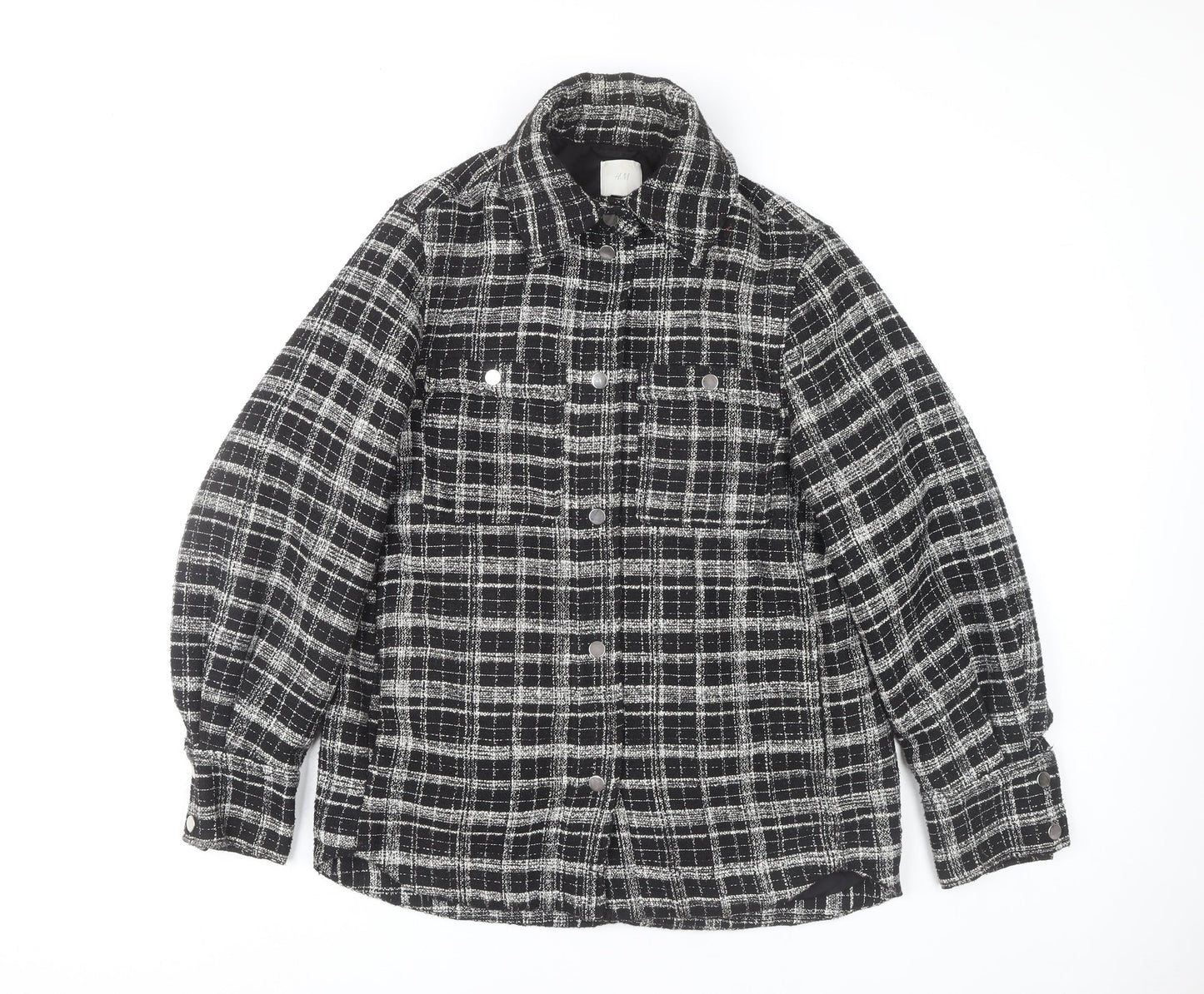 H&M Women's Black Check Jacket XS for Autumn/Winter