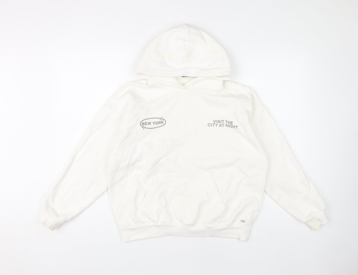 Pull&Bear Teen White XS Hoodie with Graphic Print