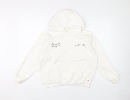 Pull&Bear Teen White XS Hoodie with Graphic Print