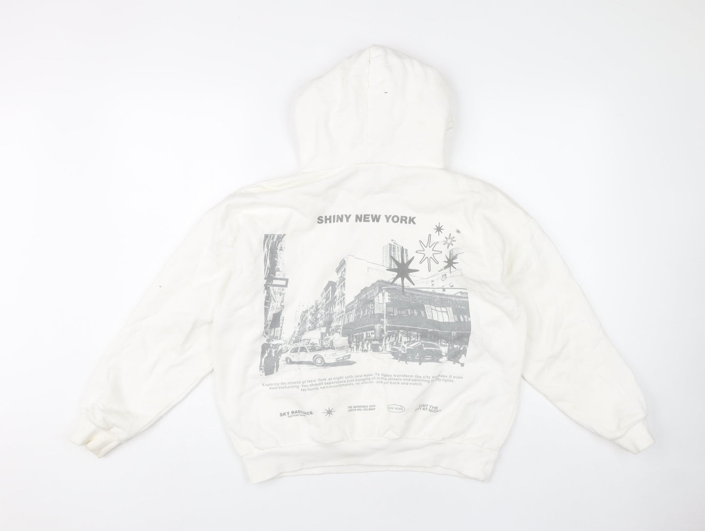 Pull&Bear Teen White XS Hoodie with Graphic Print