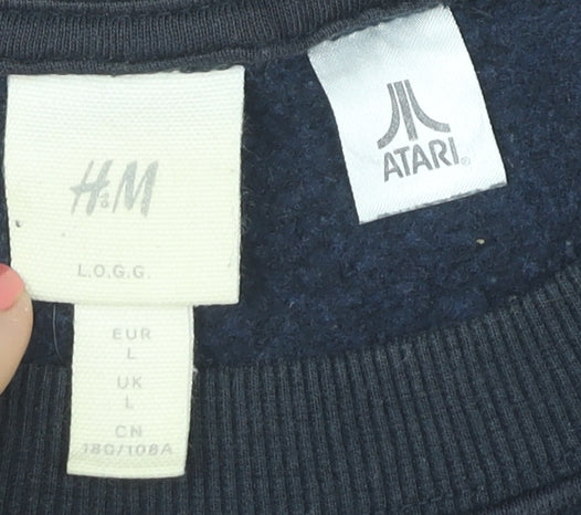 H&M Men's Blue Atari Sweatshirt, Retro Logo, L