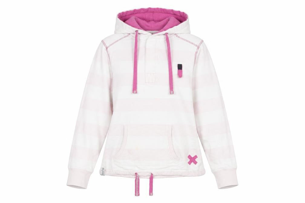 Lazy Jacks Women Pink Striped Pullover Hoodie XS