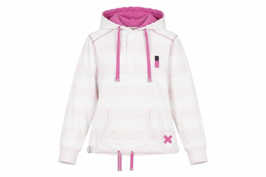 Lazy Jacks Women Pink Striped Pullover Hoodie XS