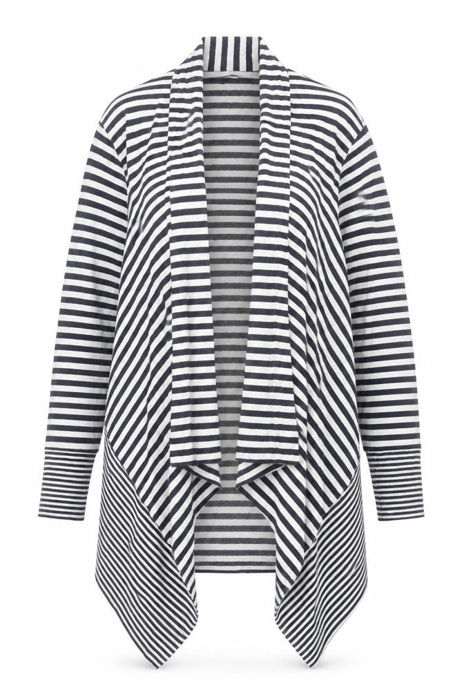 Pure Dash Women's Black Striped Open Front Cardigan Size 16