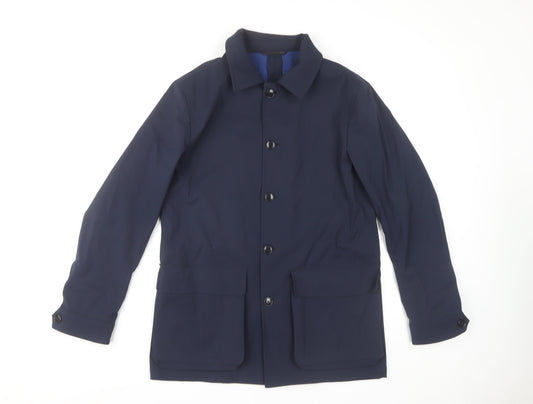 Women's Blue Basic Jacket, Size M, Wool Blend