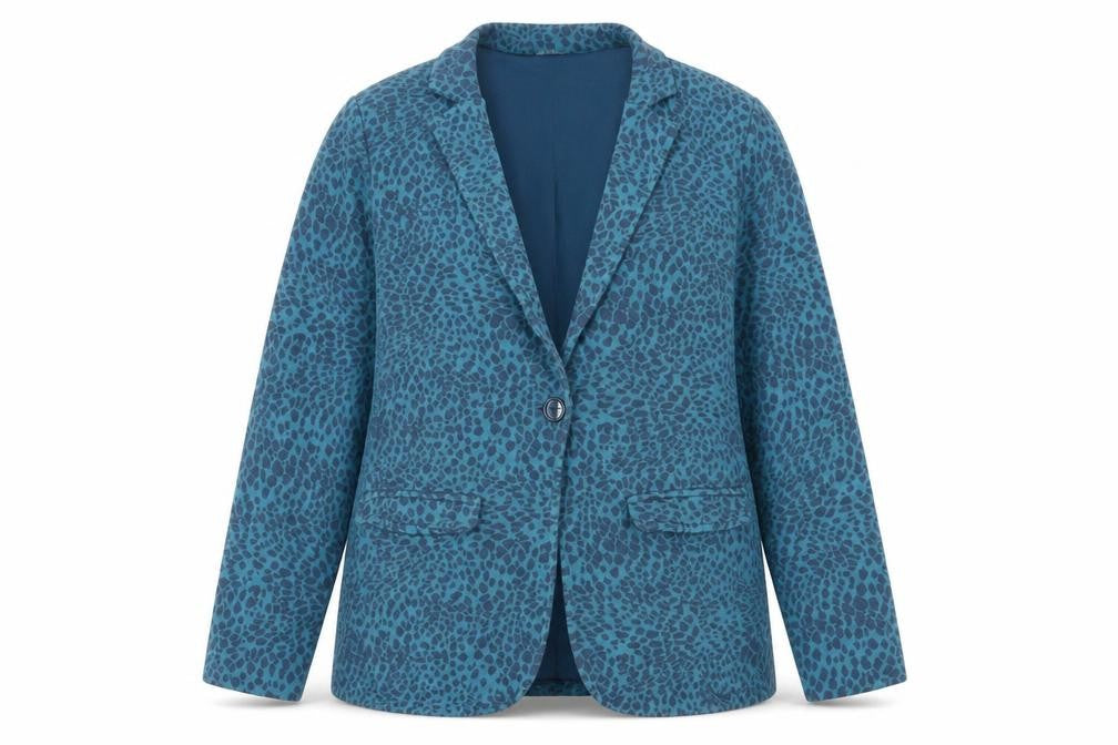 Kettlewell Women's Blue Animal Print Blazer L